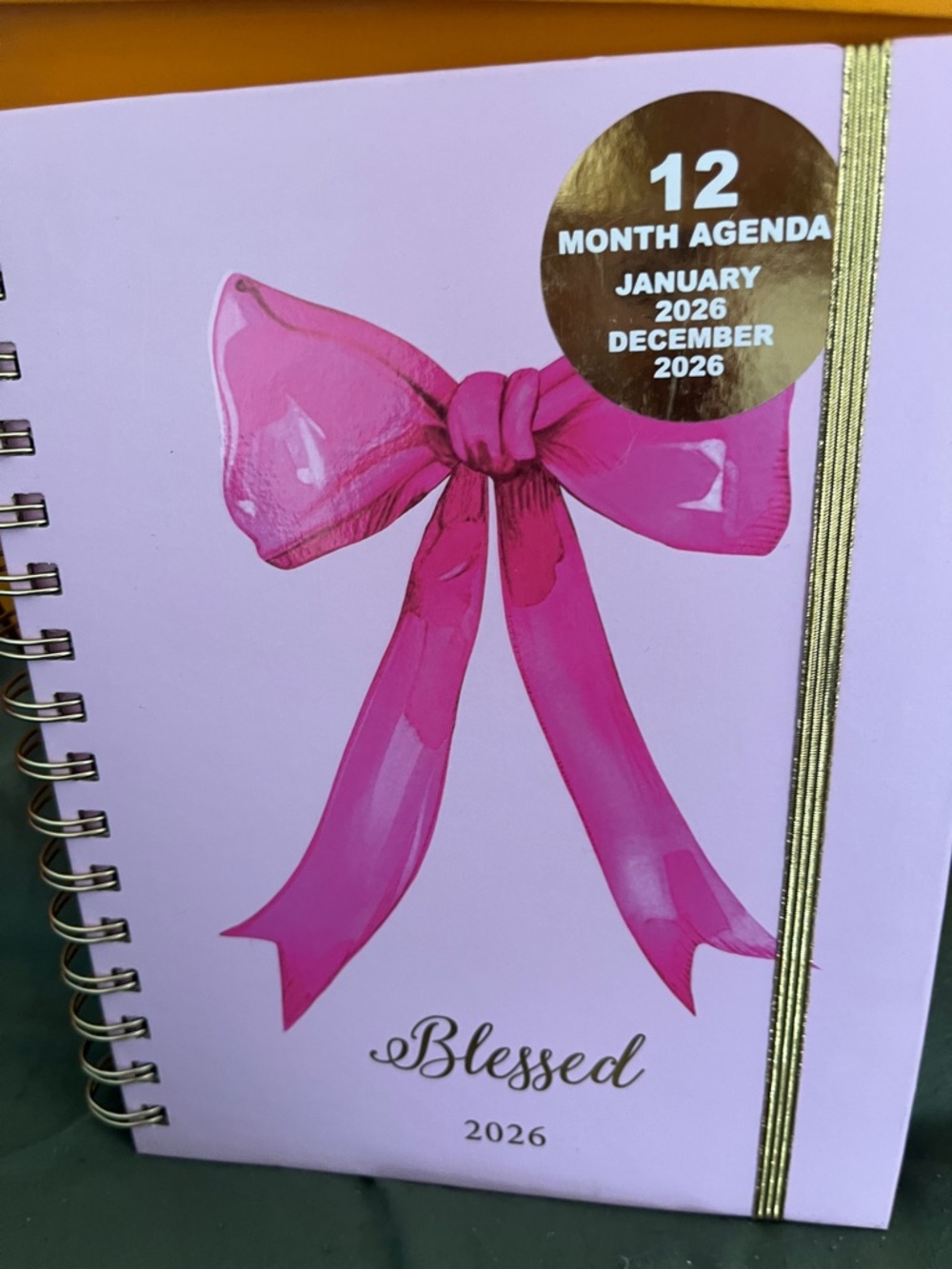 Grace Pink Bow Lavender 2026 Monthly Agenda